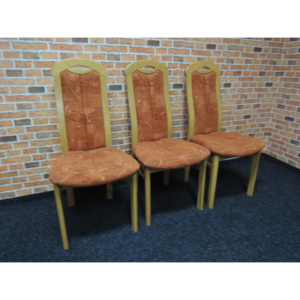Nová 3x masiv židle oranžový potah