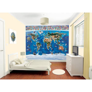 Walltastic Mapa Světa - fototapeta na zeď 305x244 cm