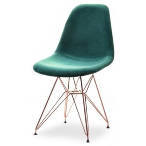 Designová jídelní židle TAMPA FILO zelená, měď