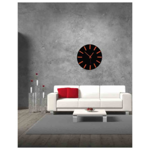 Trendy nástěnné hodiny - WARD, barva: černá, oranžová