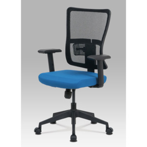 Autronic Kancelářská židle, modrá látka+černá síťovina, houpací mech., plastový kříž KA-M02 BLUE