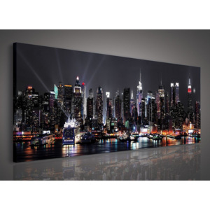 Obraz na plátně: Noční New York (2) - 145x45 cm