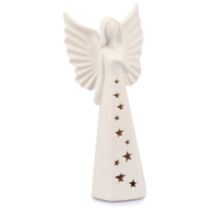 Vánoční porcelánový LED Anděl, bílá