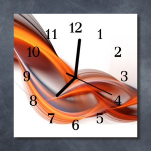 Nástěnné hodiny obrazové na skle - Abstrakt oranžový
