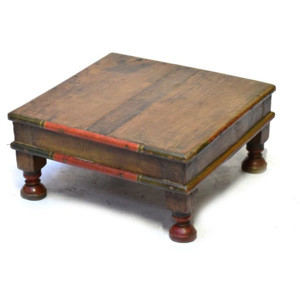 Starý čajový stolek z teakového dřeva, 50x50x23cm