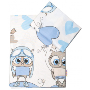 Baby Nellys 2-dílné bavlněné povlečení Cute Owls - modré