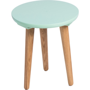 Mørtens Furniture Odkládací stolek kulatý, 30 cm, modrá deska, bukové dřevo - podnož, skandinávský design Barva: dřevo / modrá