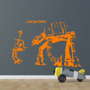 GLIX Banksy "I am your father" - samolepka na zeď Oranžová 120 x 70 cm
