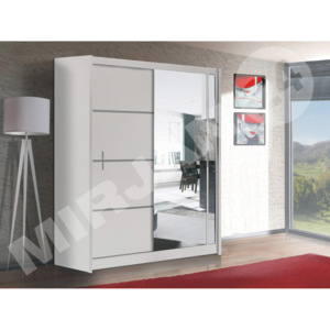 Šatní skříň s posuvnými dveřmi Vista 150, Barva: bílá mat / zrcadlo