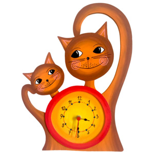 Ručně malované dětské hodiny Kočičky