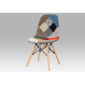Jídelní čalouněná dřevěná židle Autronic CT-724 PW2 – bez područek, patchwork
