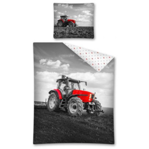 Detexpol Dětské povlečení Traktor červený, Rozměr 1x70x80 / 1x140x200 cm