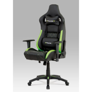 Autronic Kancelářská židle, černá+zelená ekokůže, houpací mech, plastový kříž KA-N774 GRN