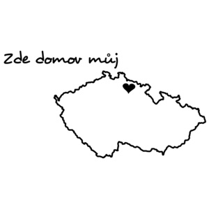Zde domov můj - samolepící nápis na stěnu s mapou České republiky