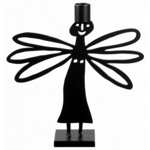 Svícen Angel Dragonfly, Černá, malý 11,2x 11 cm