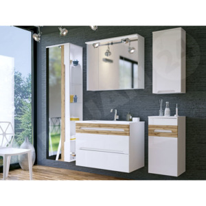 Koupelnový nábytek Axin IV, 021-barva bílá / bilý lesk + dub wotan, sifon ne MIRJAN