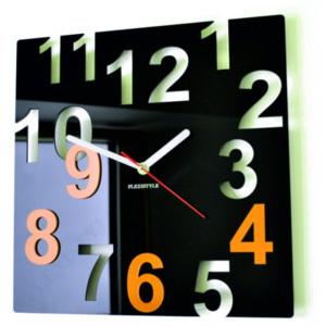 Moderní nástěnné hodiny-Barevné čísla, Barva: černá, žlutá