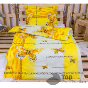 TOP Bavlněné povlečení 140x200 70x90 Yellow butterfly