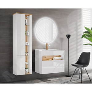 Koupelnový nábytek Amaba, 021-barva bílý / bílý lesk + dub wotan, sifon ne MIRJAN