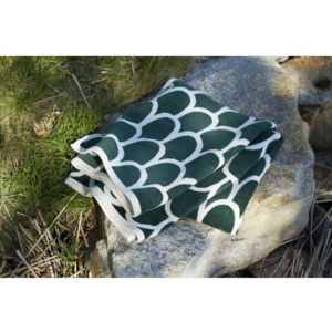 Bavlněná deka chenille Feathers green, Zelená