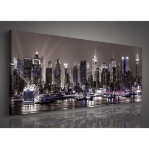 Obraz na plátně: Noční New York - 145x45 cm