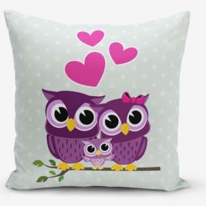 Povlak na polštář s příměsí bavlny Minimalist Cushion Covers Hearts Owls, 45 x 45 cm