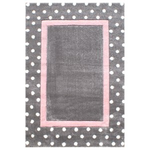Dětský koberec Tečky stříbrná-šedá/růžová Varianta: 160x230 cm