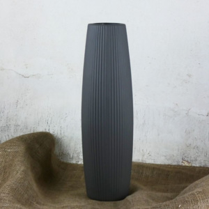 Vysoká keramická váza PROUŽEK- šedá, 46 cm
