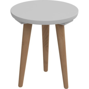 Mørtens Furniture Konferenční stolek, kulatý, průměr 30 cm, šedá, podnož bukové dřevo, skandinávský styl Barva: dřevo / šedá