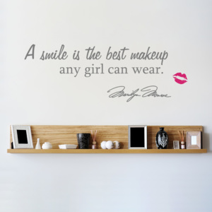 GLIX Citát od Marilyn Monroe - samolepka na zeď Šedá a růžová 75 x 25 cm