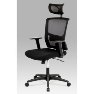 Kancelářská židle na kolečkách Autronic KA-B1013 BK – s bederní opěrou i podhlavníkem