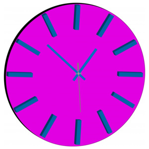 Plastové hodiny na stěnu -FITZ-barva: růžová, jasná modrá