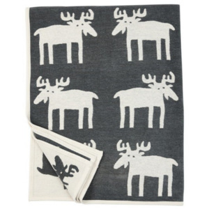 Bavlněná deka chenille Moose dark grey, Tmavě šedá