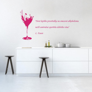 GLIX Citát o víně - samolepka na zeď Růžová 50 x 30 cm