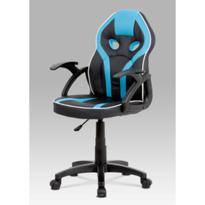 Autronic Kancelářská židle, černá ekokůže+modrá MESH, výškově nast, plast kříž KA-N664 BLUE
