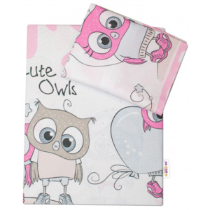 Baby Nellys 2-dílné bavlněné povlečení 135x100 cm, Cute Owls - růžové