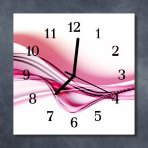 Nástěnné hodiny obrazové na skle - Abstrakt tmavě růžový II