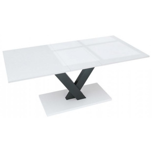 Jídelní stůl VALERIAN, bílý lesk/černá/bílá alpská