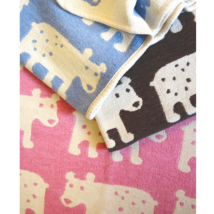 Bavlněná dětská deka chenille Bear pink, Růžová