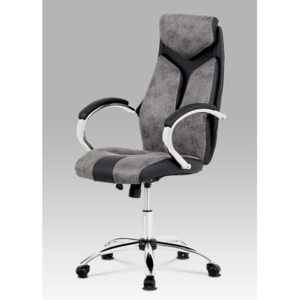 Autronic Kancelářská židle, látka šedá+ekokůže černá, houpací mech, kovový kříž KA-N520 GREY