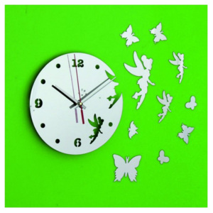 Moderní nalepovací hodiny motýly a víla, zrcadlové