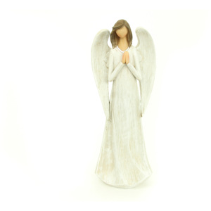 Anděl, polyresinová dekorace, barva šedo-bílá - AND159
