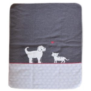 Bavlněná deka Cat & Dog grey, Šedá