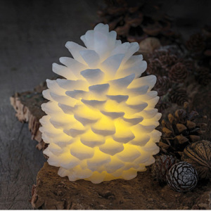 Led vosková svíčka - šiška, bílá, 14cm