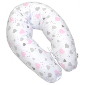 Baby Nellys Kojící polštář - relaxační poduška Multi Srdíčka a hvězdičky - růžový