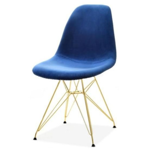 Židle MIRKAS modrý velur bez područek - žlutá podnož