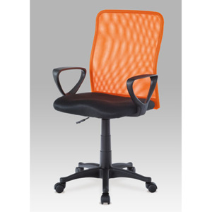 Kancelářská židle na kolečkách Autronic KA-BERT ORA – černá/oranžová, s područkami