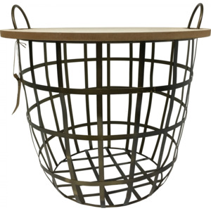 Mørtens Furniture Odkládací stolek Nette, 40 cm, dřevo/černá Barva: dřevo / černá