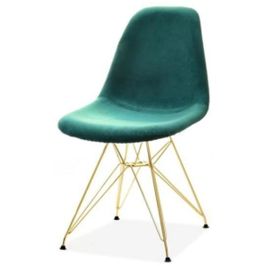 Židle MIRKAS zelený velur bez područek - žlutá podnož