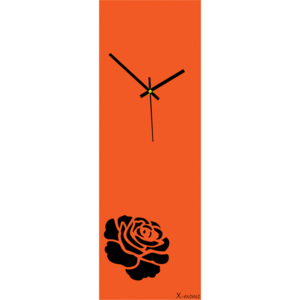 Nástěnné hodiny vyrobené z plexiskla, obdélník, barva oranžová růže